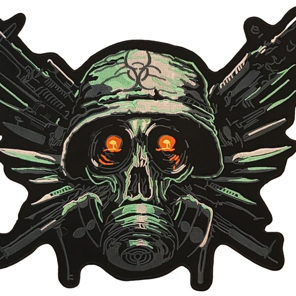 Zombie Skull Back Patch Biker Iron or Sew on Patch - Picture 2 of 4